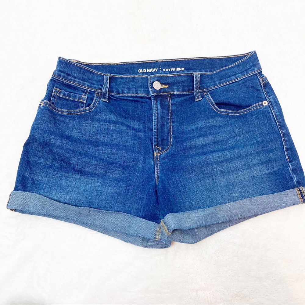 Old Navy Hi Rise Medium Wash Cuffed Jean shorts